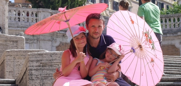 me and my two daughters on the spanish steps