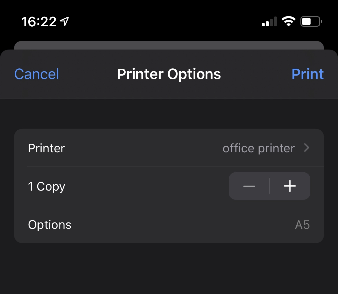 Printing from iPhone