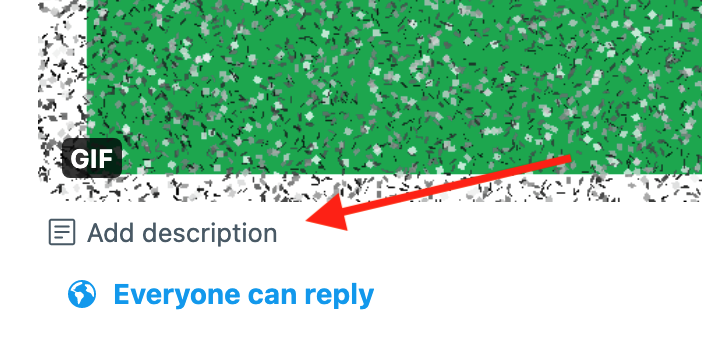 this image is highlighting the 'add description' button that appears when you add an image to a tweet, this can be used to enter alt-text for an image